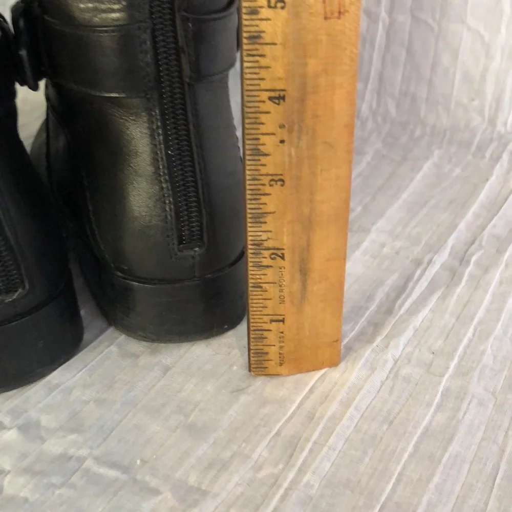 TORY BURCH Adeline size 5.5 black leather riding boots large gold Miller logo